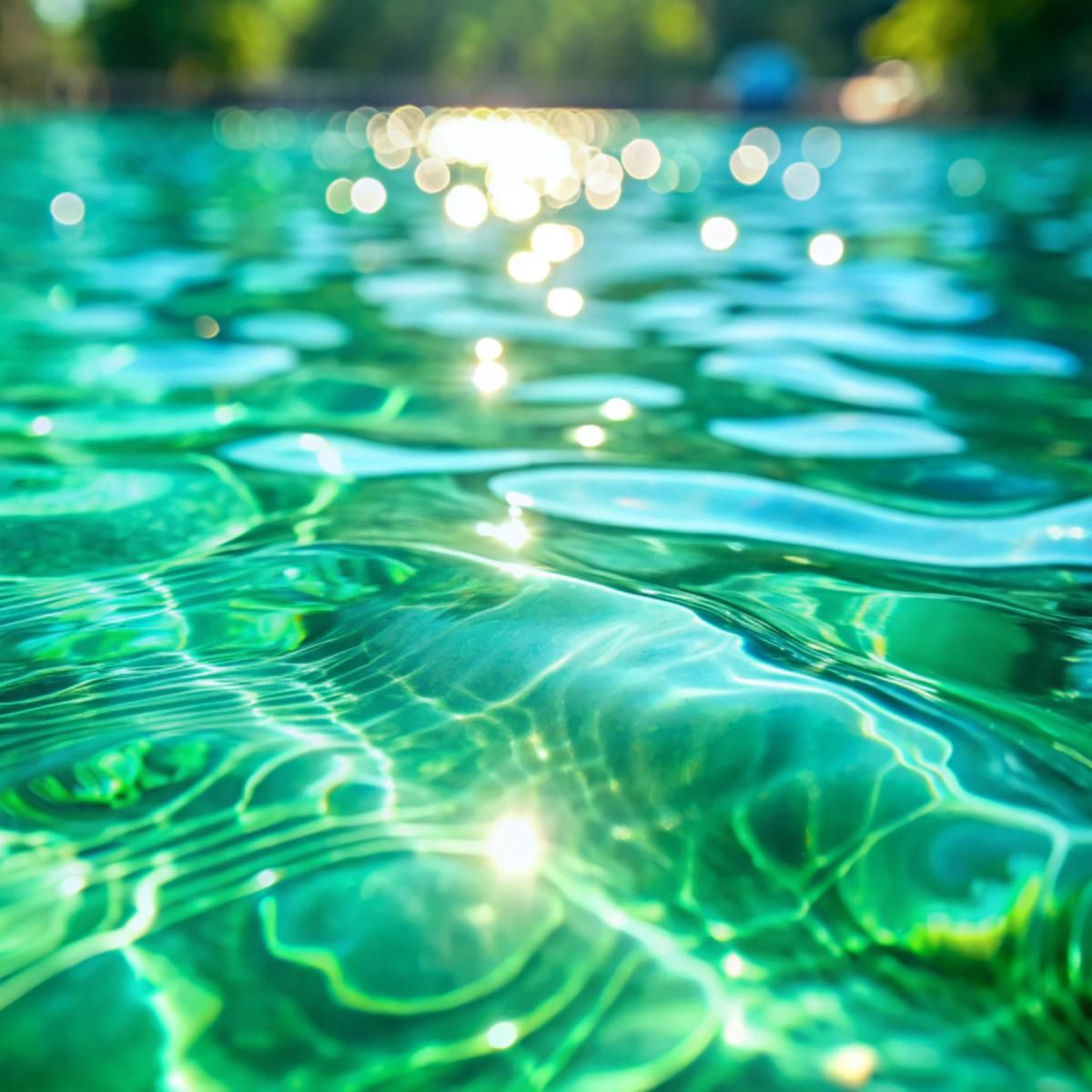 Poolpflege im Sommer 6 Poolpflege im Sommer: Grünes Poolwasser mit Algenbefall in einem Gartenpool vor der Reinigung.